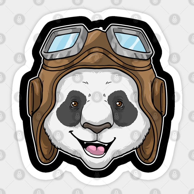 Panda as Pilot with Glasses Sticker by Markus Schnabel